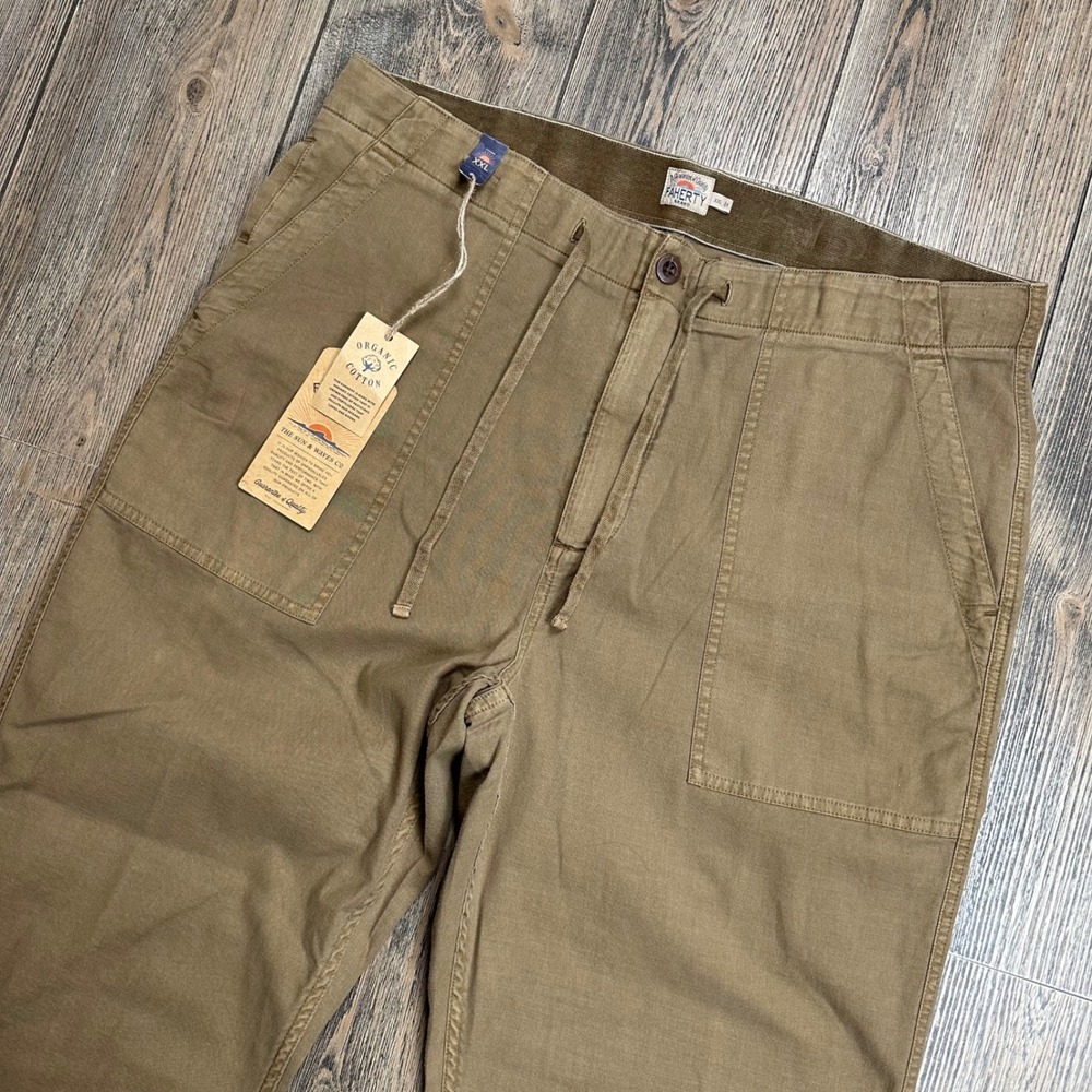 Faherty Dune Utility Pant Wood Bark Brown Organic Cotton Mens XXL NWT $168 New
